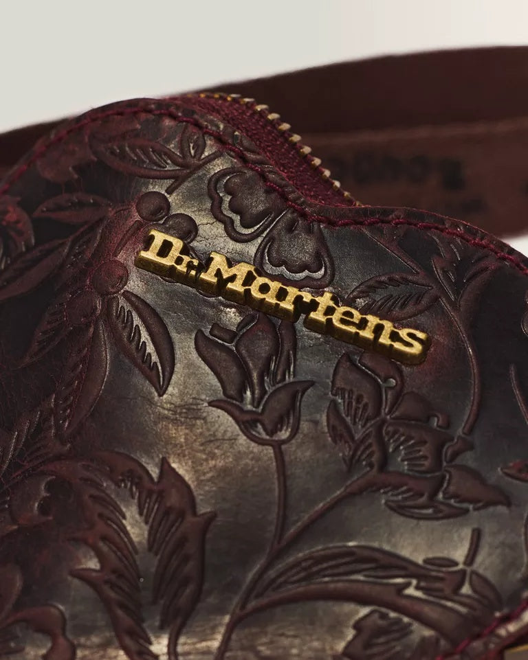 Dr. Martens Heart Purse - Cherry Red Crazy Horse Floral Emboss