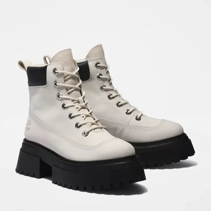 Timberland Womens Sky 6 Inch Lace Up Boots White Nubuck
