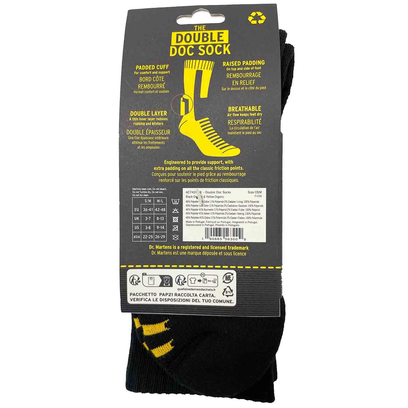 Dr Martens Double Doc Socks Black Cotton Blend