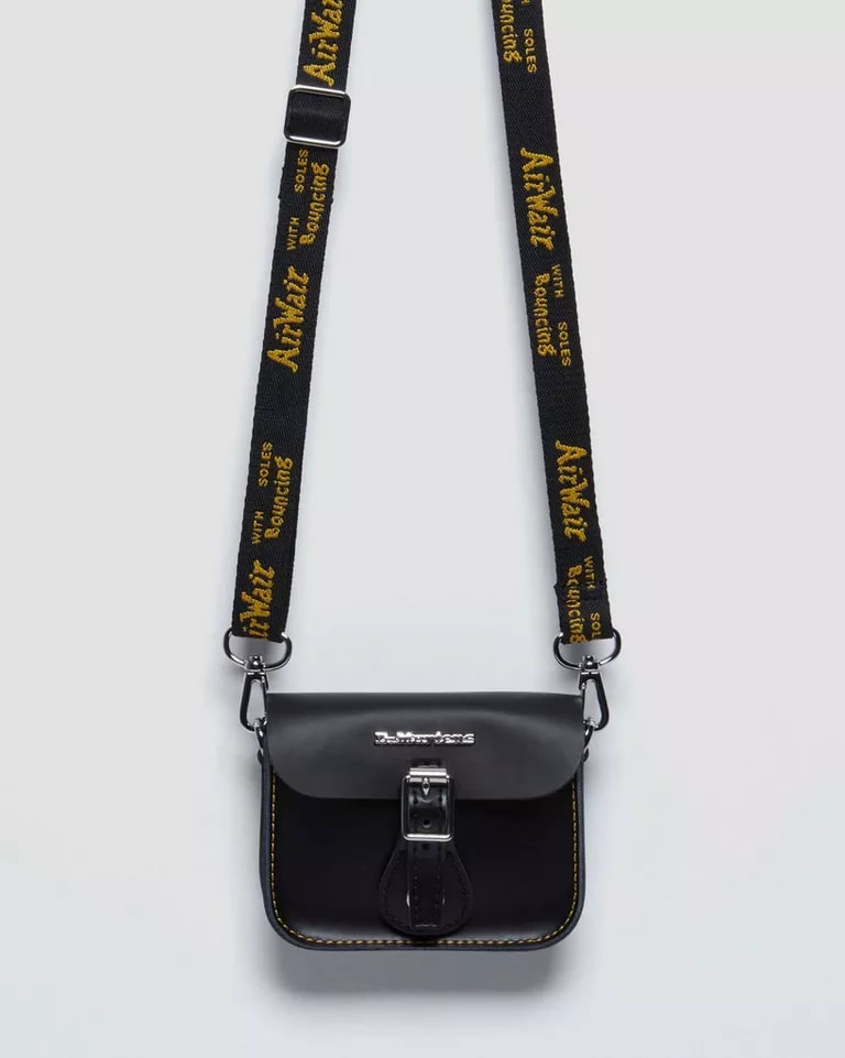 Dr Martens 5" Mini Leather Satchel - Black Kiev & Black Smooth