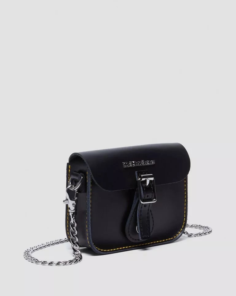 Dr Martens 5" Mini Leather Satchel - Black Kiev & Black Smooth