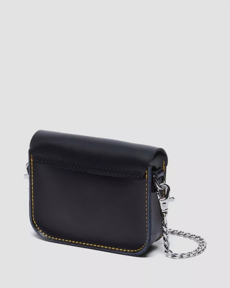 Dr Martens 5" Mini Leather Satchel - Black Kiev & Black Smooth
