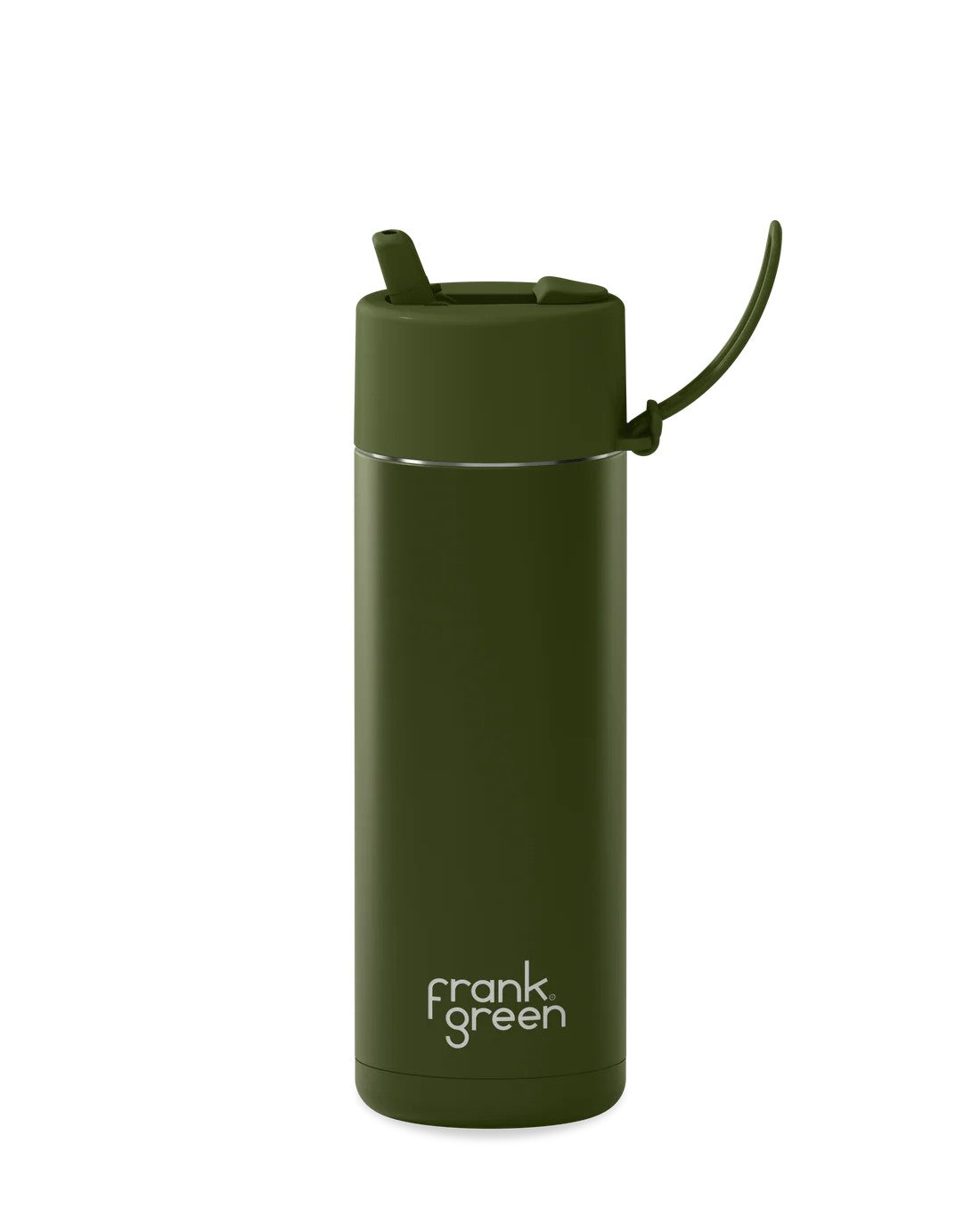 Frank Green Khaki Ceramic Reusable Bottle with Flip Straw Lid 595ml (20oz)