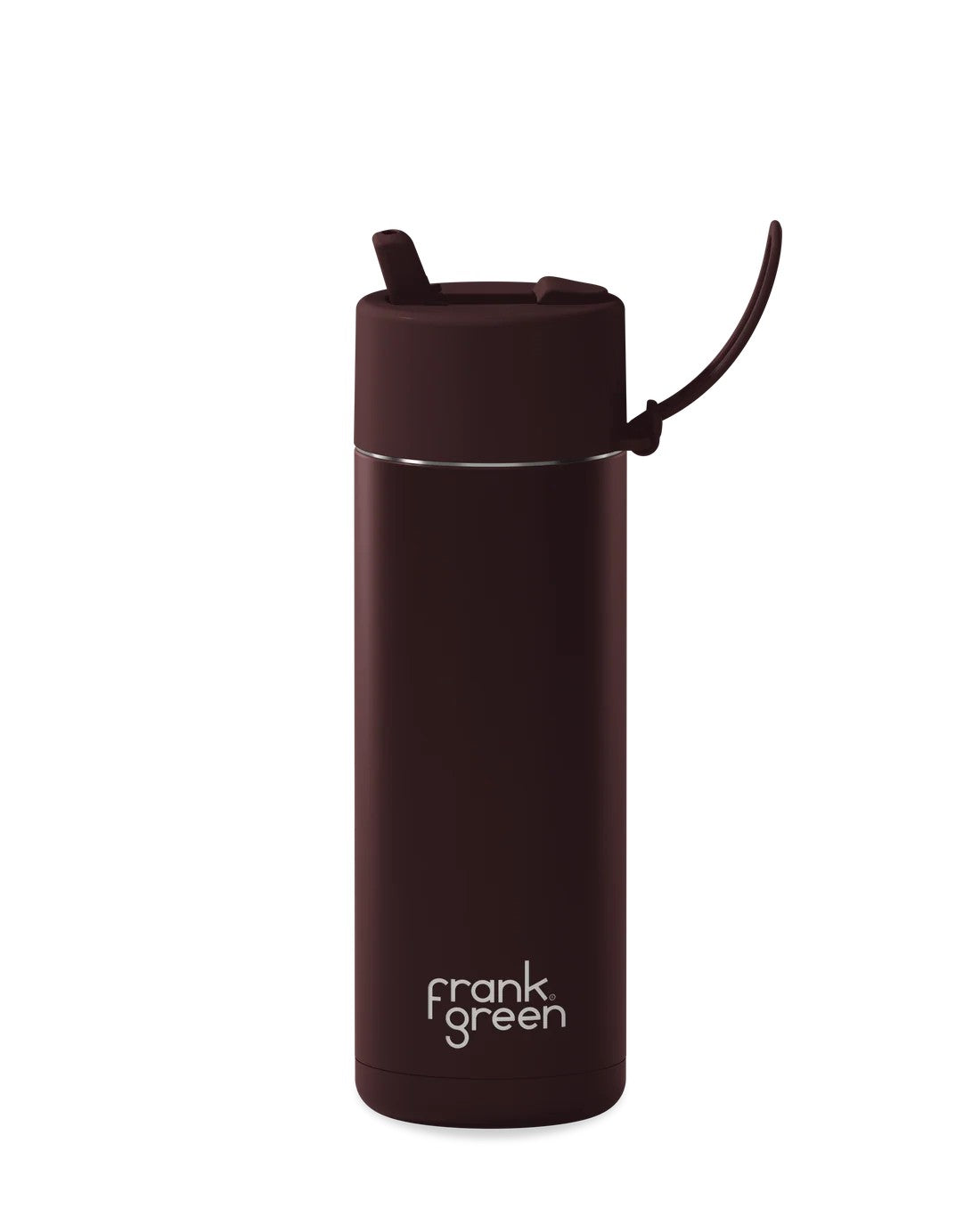 Frank Green Chocolate Ceramic Reusable Bottle with Flip Straw Lid 595ml (20oz)