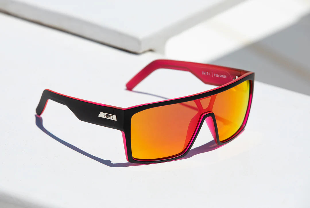 Unit Command Polarised Sunglasses - Matte Black / Neon Pink