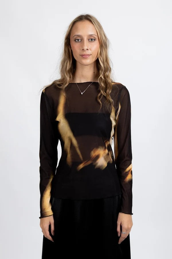 Federation Iris Long Sleeve Top - Black