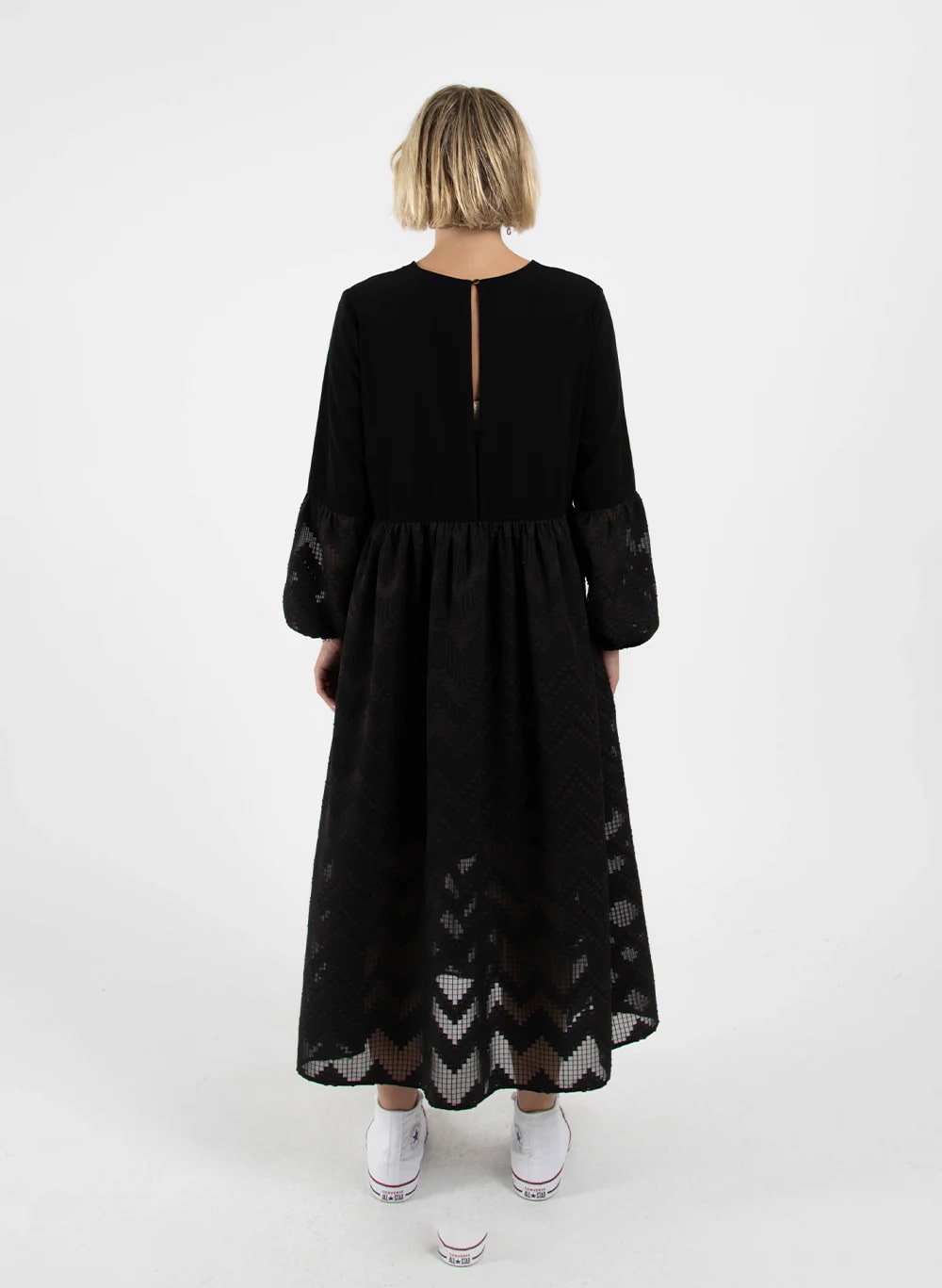 Federation Sheer Tier Dress - Black
