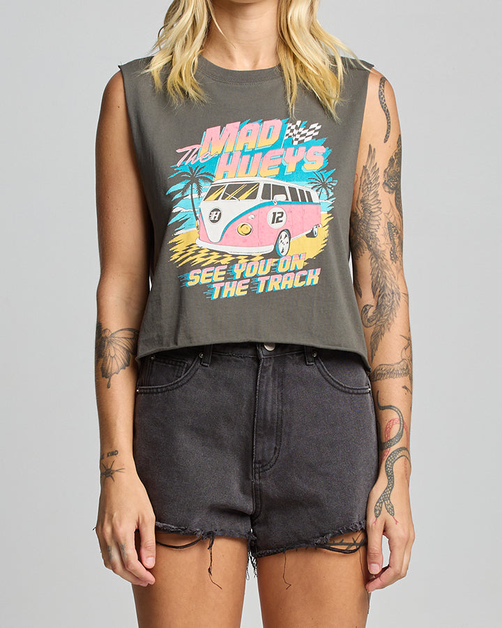 The Mad Hueys SEE YOU ON THE TRACK | WOMENS CROP MUSCLE