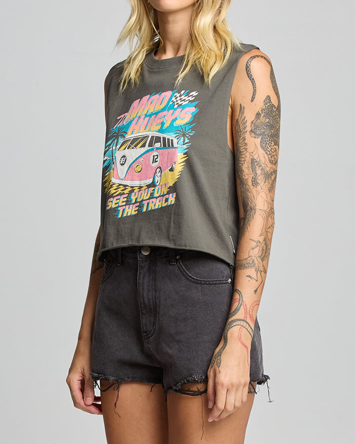 The Mad Hueys SEE YOU ON THE TRACK | WOMENS CROP MUSCLE