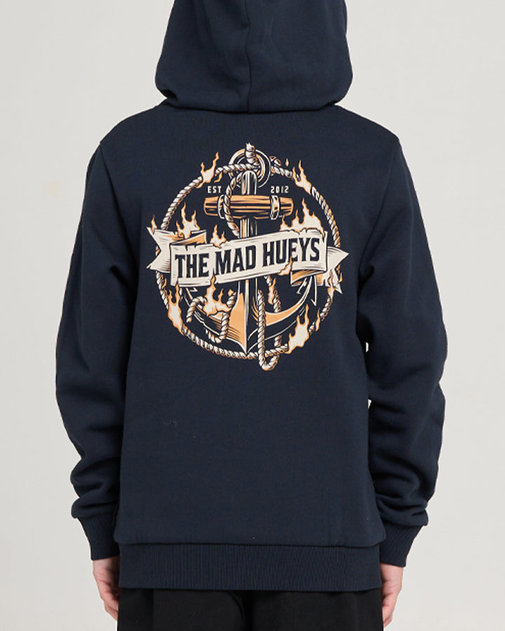 THE MAD HUEYS FLAME ANCHOR | YOUTH HOODED PULLOVER