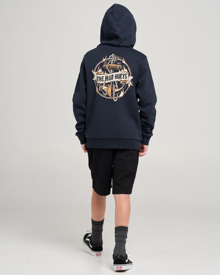 THE MAD HUEYS FLAME ANCHOR | YOUTH HOODED PULLOVER