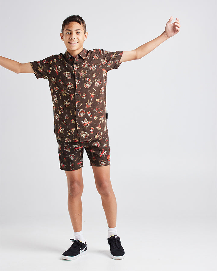 The Mad Hueys Hueys Tattoo Youth Woven Shirt