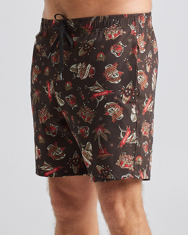 The Mad Hueys Hueys Tattoo Volley Short 18"