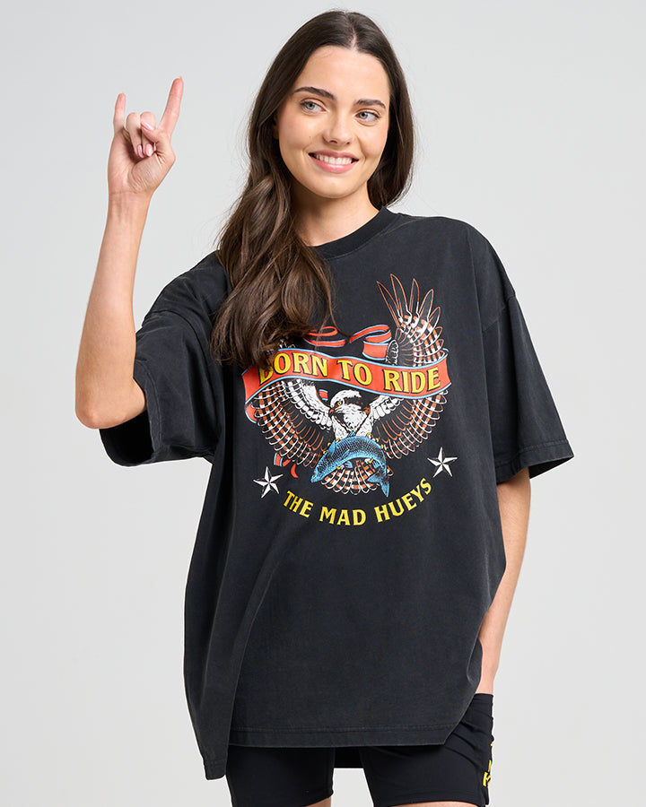 The Mad Hueys BORN TO RIDE | WOMENS OVERSIZED TEE