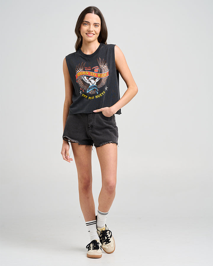 The Mad Hueys BORN TO RIDE | WOMENS CROP MUSCLE