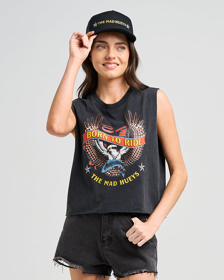 The Mad Hueys BORN TO RIDE | WOMENS CROP MUSCLE