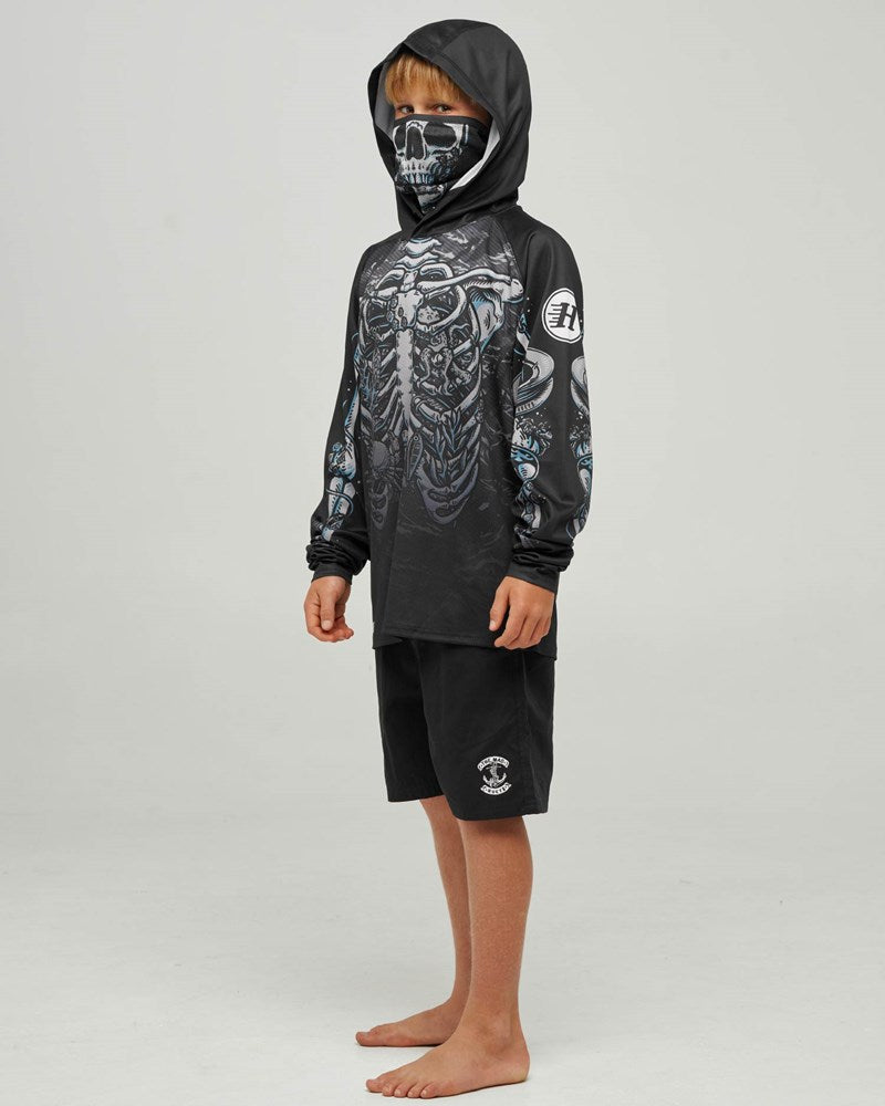 The Mad Hueys SKELETON HUEYS | YOUTH UPF 50+ HOODED MASKED FISHING JERSEY