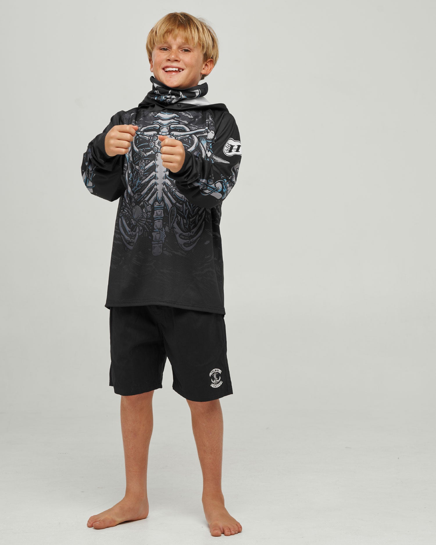 The Mad Hueys SKELETON HUEYS | YOUTH UPF 50+ HOODED MASKED FISHING JERSEY