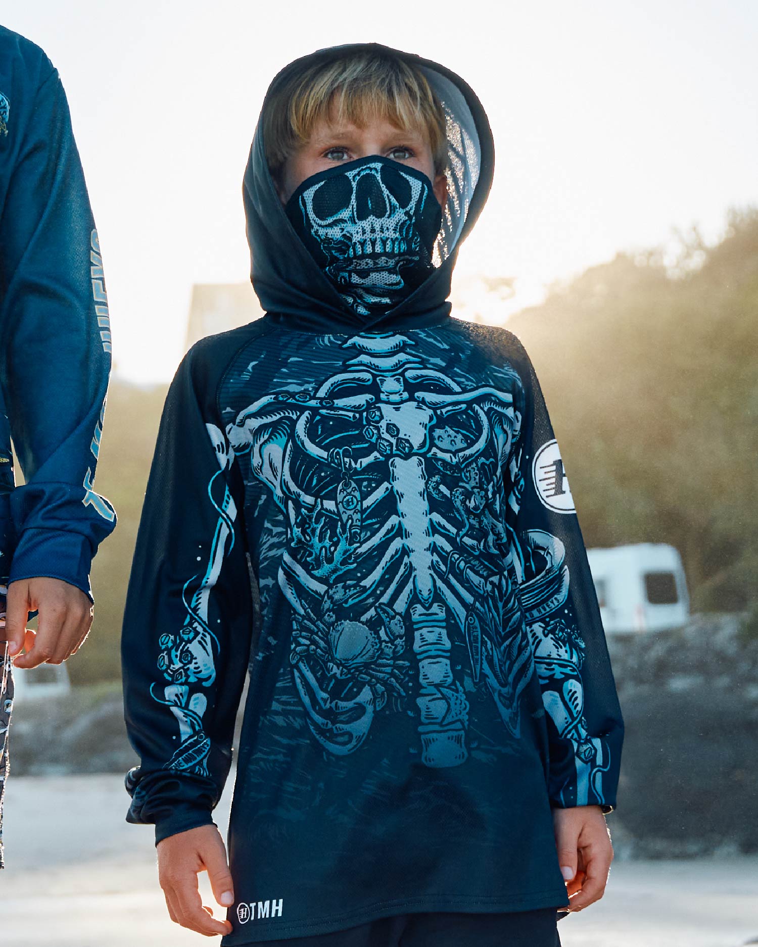 The Mad Hueys SKELETON HUEYS | YOUTH UPF 50+ HOODED MASKED FISHING JERSEY