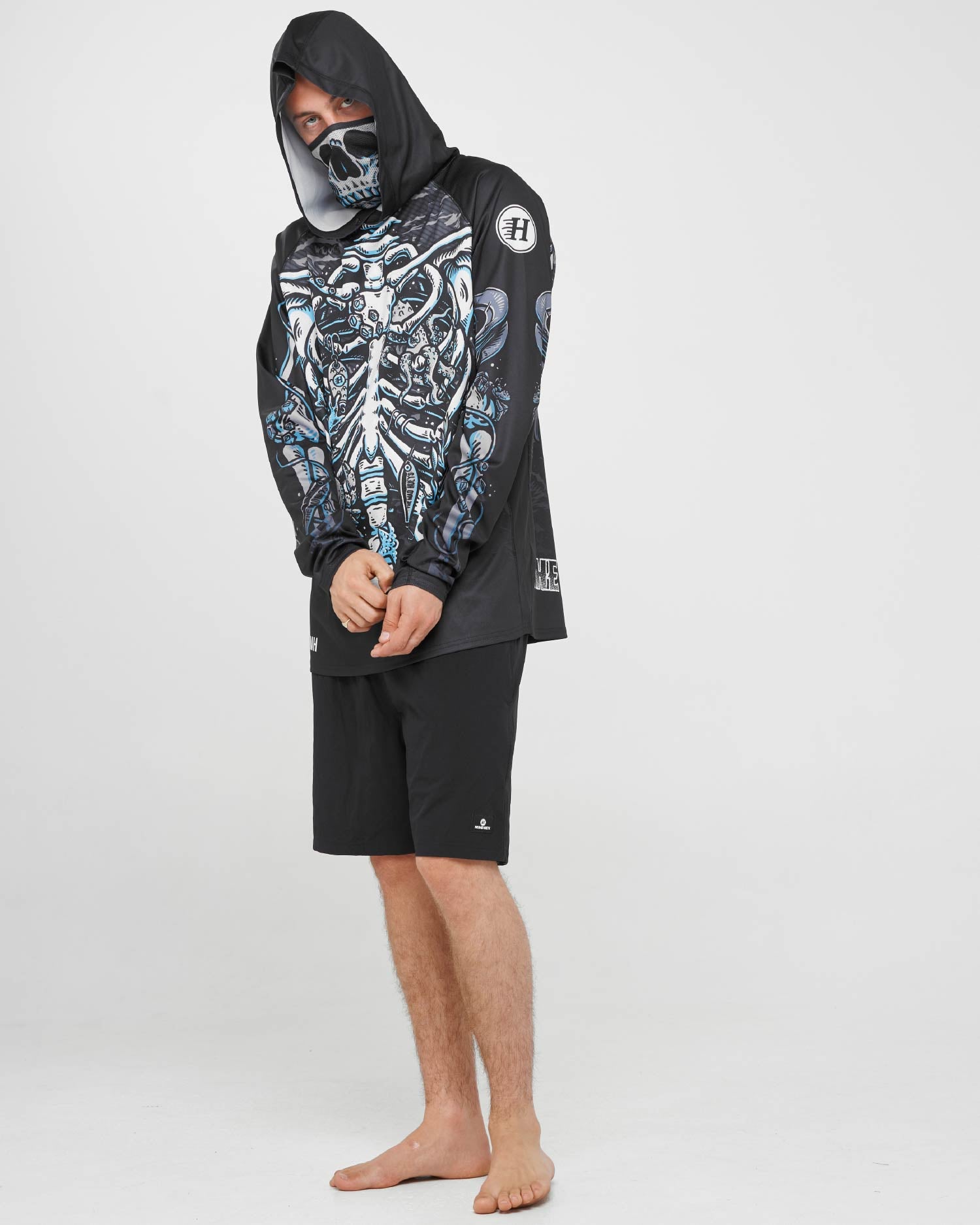 The Mad Hueys SKELETON HUEYS | UPF 50+ HOODED MASKED FISHING JERSEY