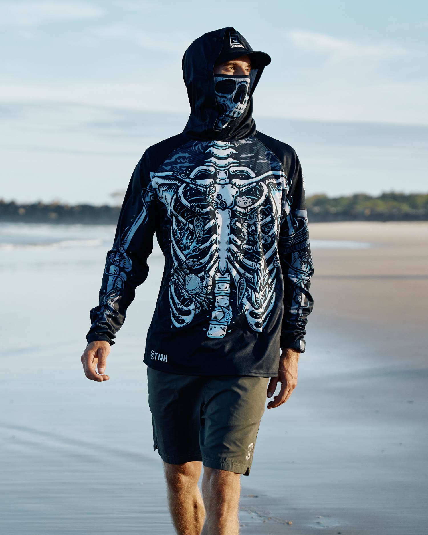 The Mad Hueys SKELETON HUEYS | UPF 50+ HOODED MASKED FISHING JERSEY
