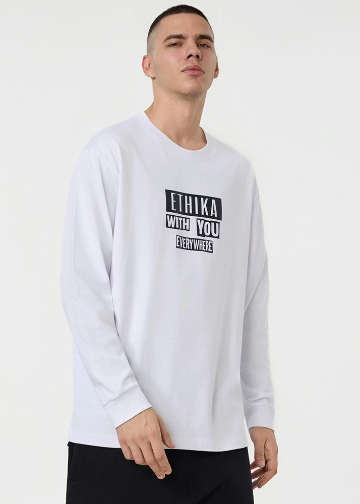 Ethika Mens Stamped Longsleeve Tee - White