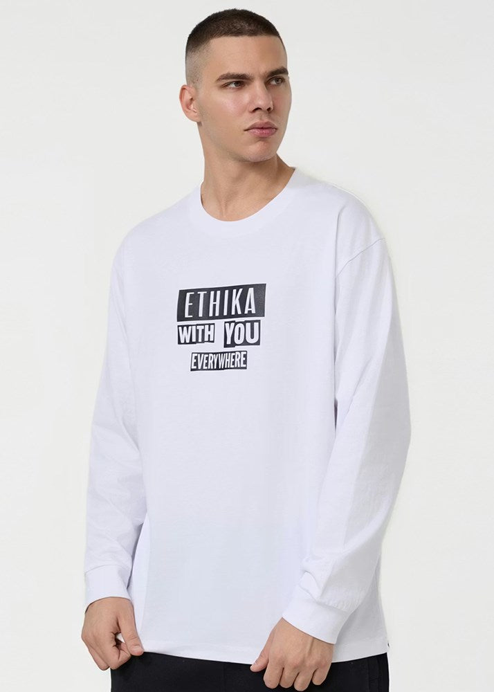 Ethika Mens Stamped Longsleeve Tee - White