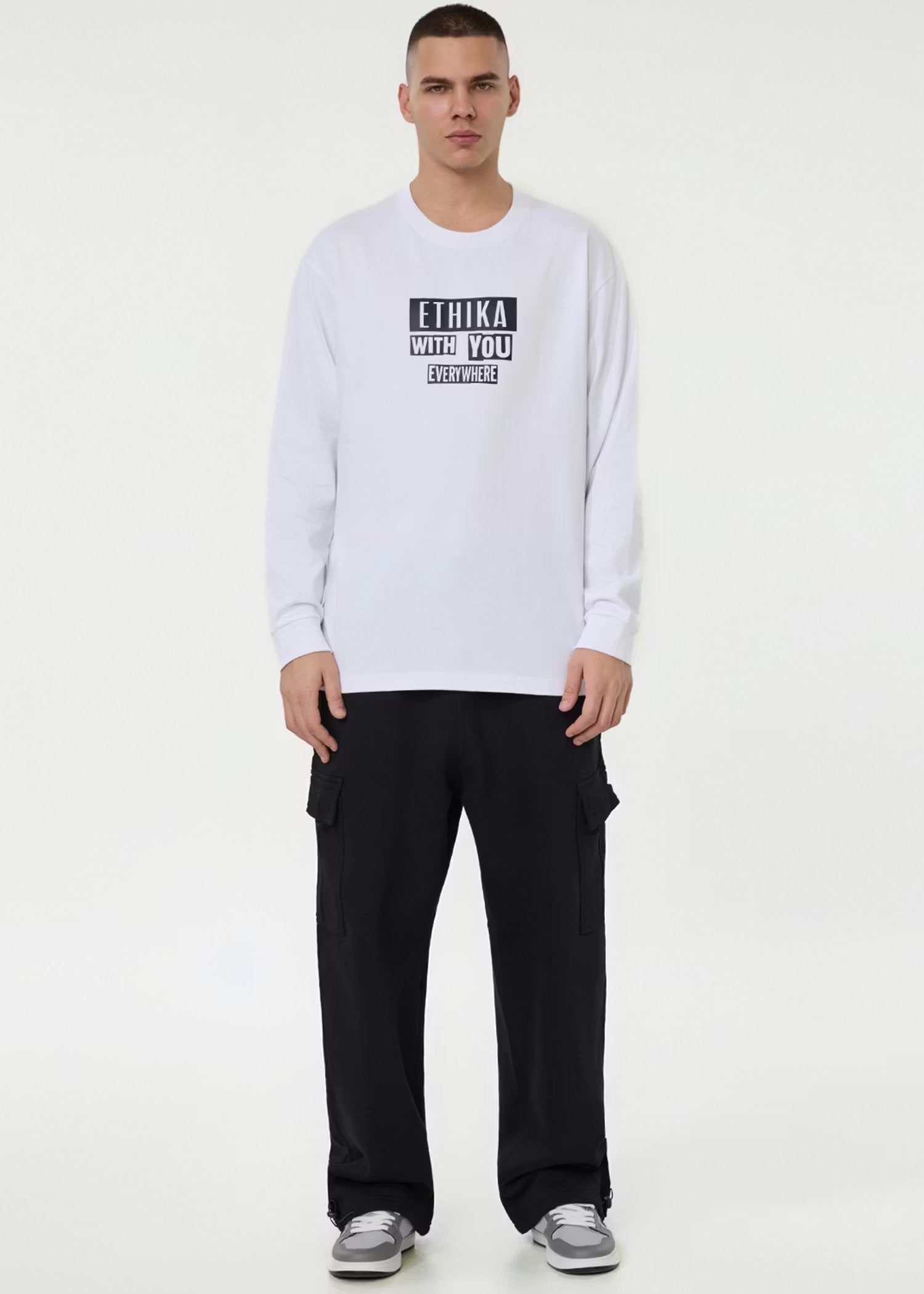 Ethika Mens Stamped Longsleeve Tee - White