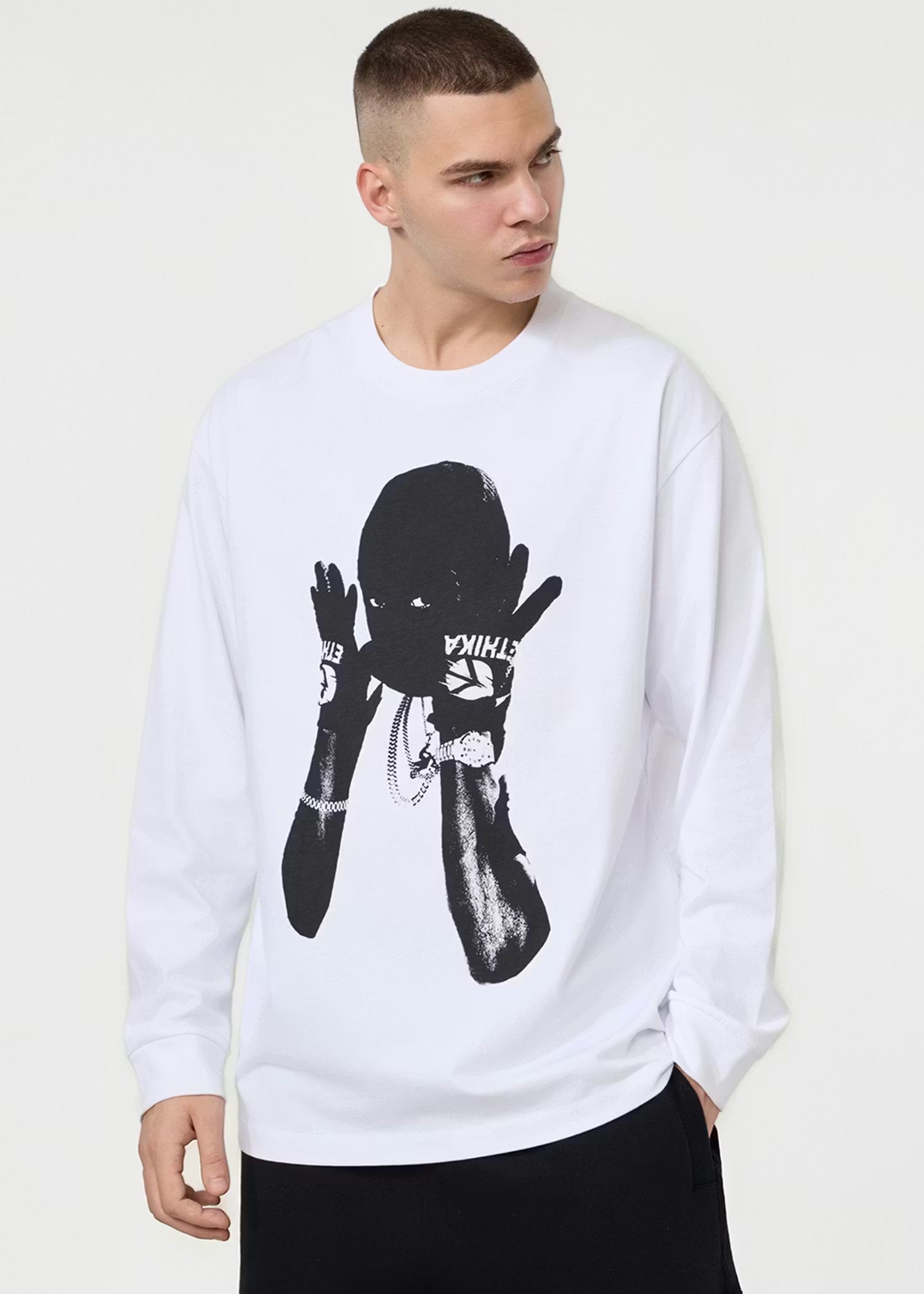 Ethika Mens Rider Longsleeve Tee - White