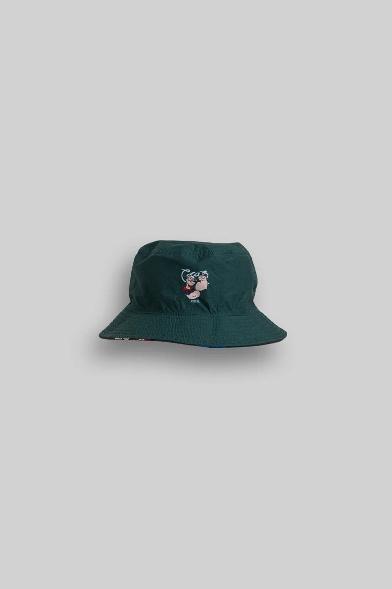 Crate X Popeye Reversible Bucket Hat - Black/Pine