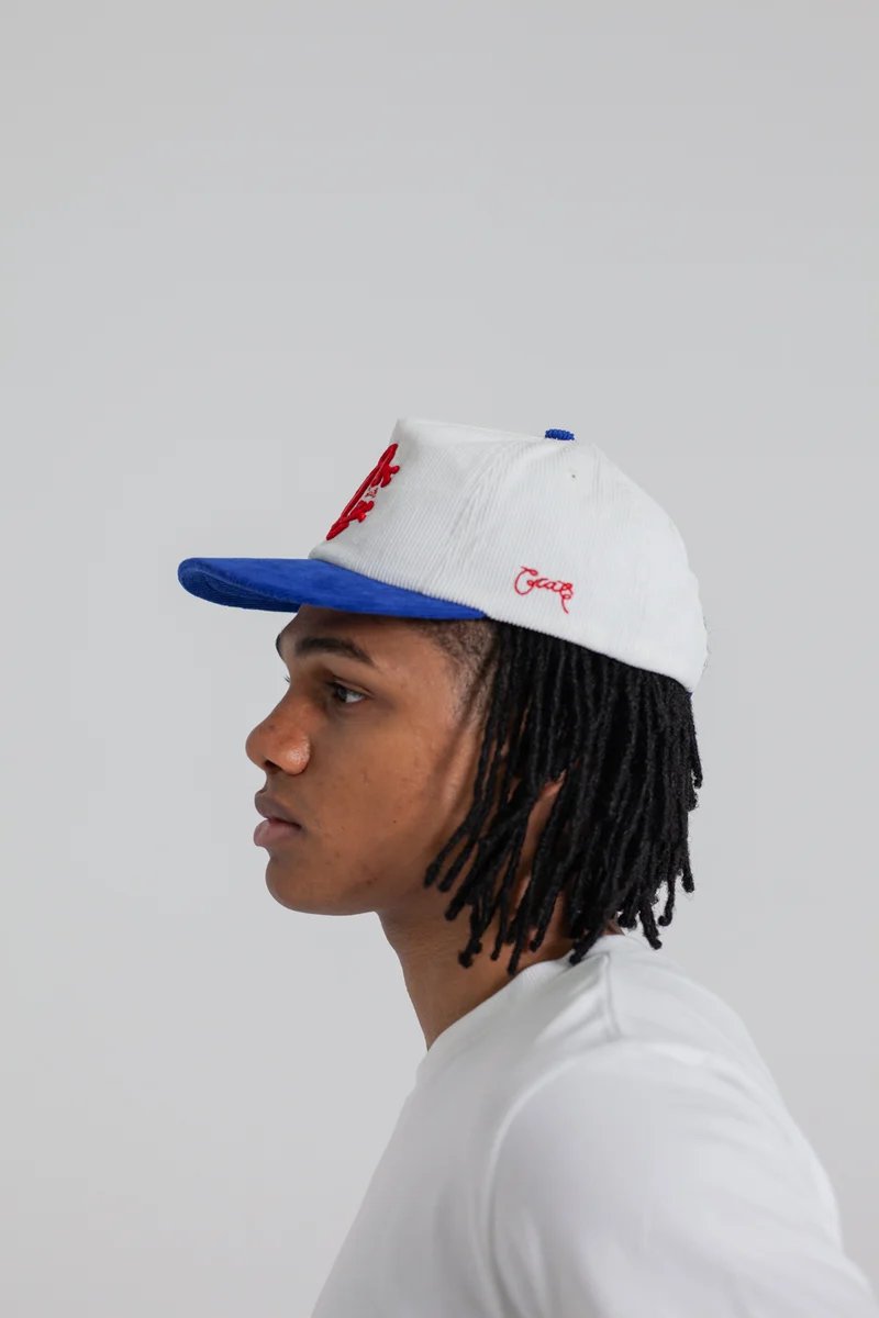 Crate Monogram Cord Snapback - White/Blue