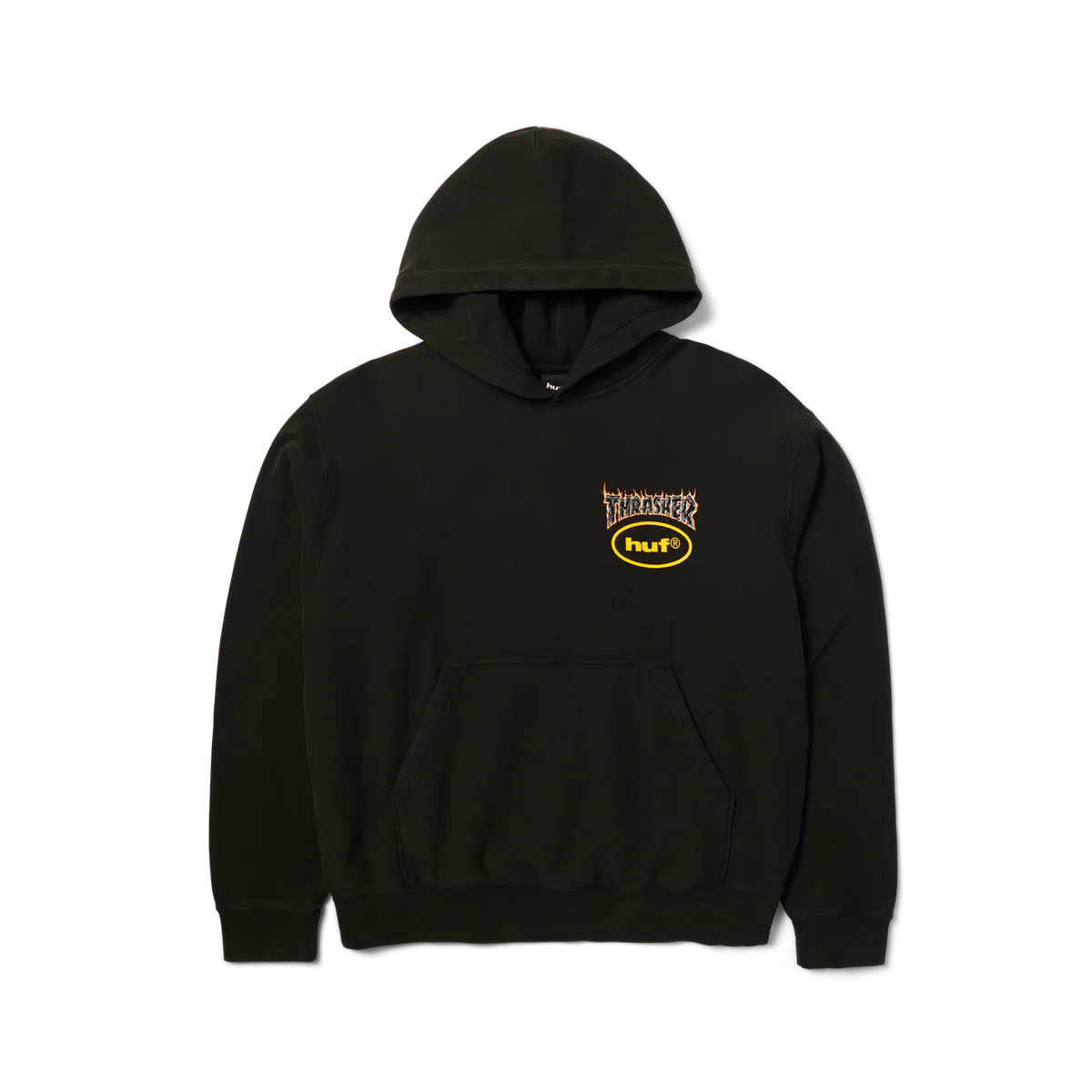 Huf X Thrasher Meltdown Heavyweight Hoodie - Washed Black