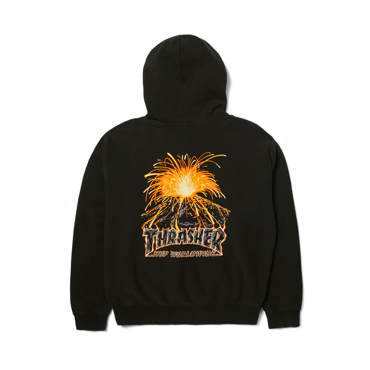 Huf X Thrasher Meltdown Heavyweight Hoodie - Washed Black