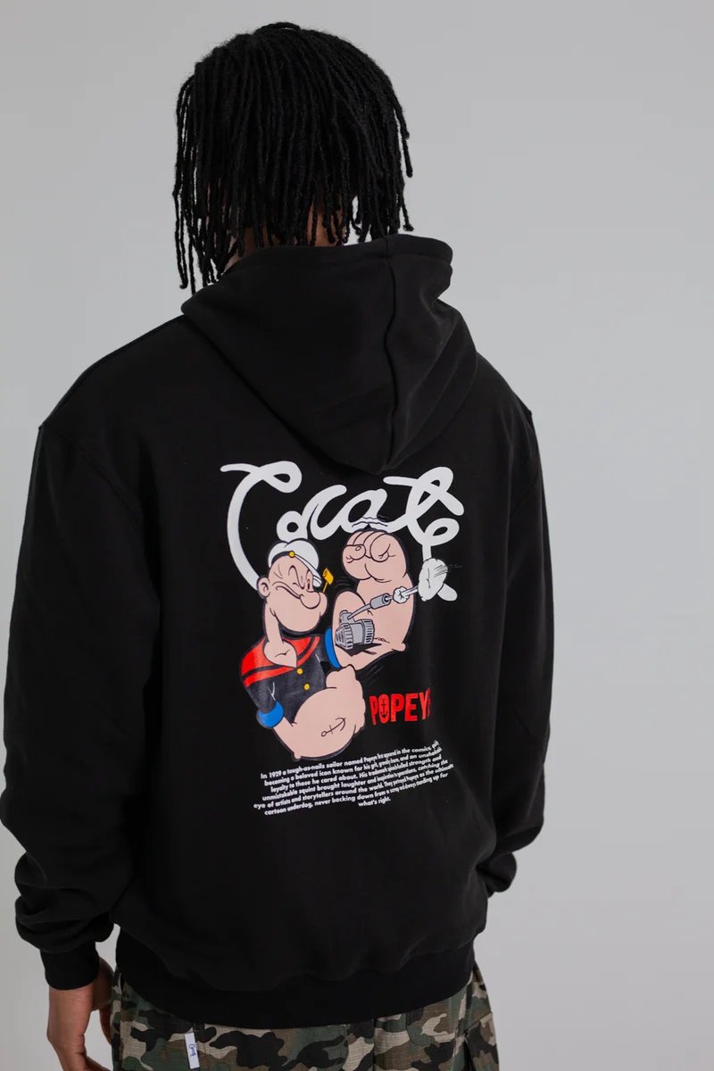 Crate X Popeye Tank Superfleece Hoodie - Black