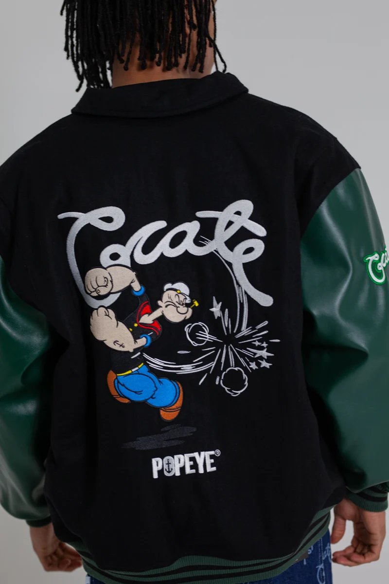 Crate X Popeye Letterman Jacket - Black/Pine