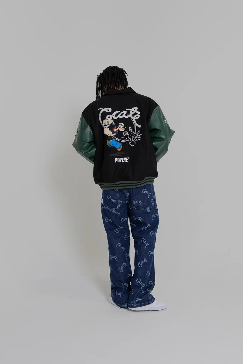 Crate X Popeye Letterman Jacket - Black/Pine