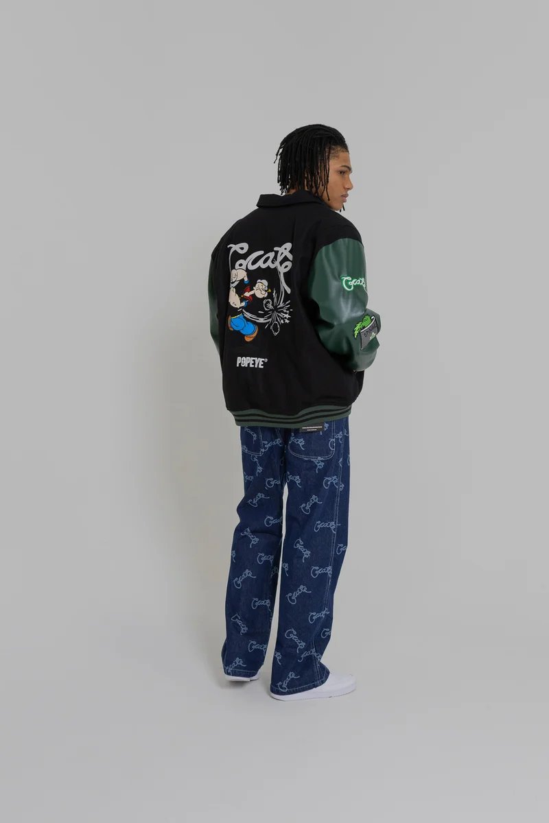 Crate X Popeye Letterman Jacket - Black/Pine