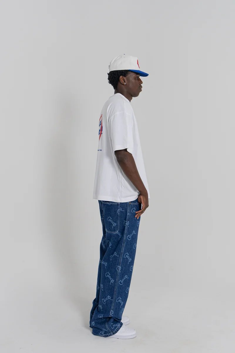 Crate Baggy Barry Laser Script Denim Pants - Navy