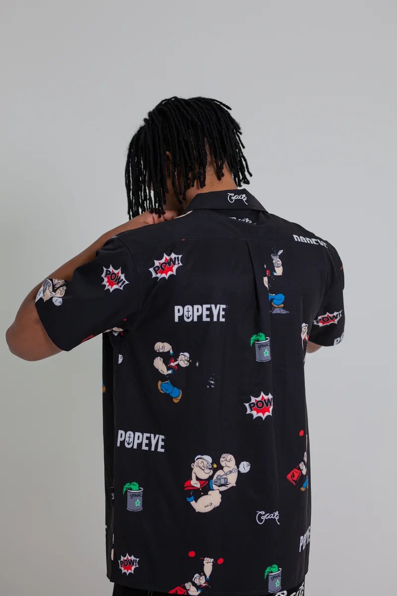 Crate X Popeye Cuban Collar Shirt - Black