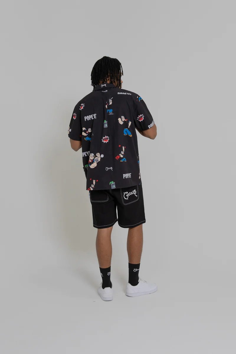 Crate X Popeye Cuban Collar Shirt - Black