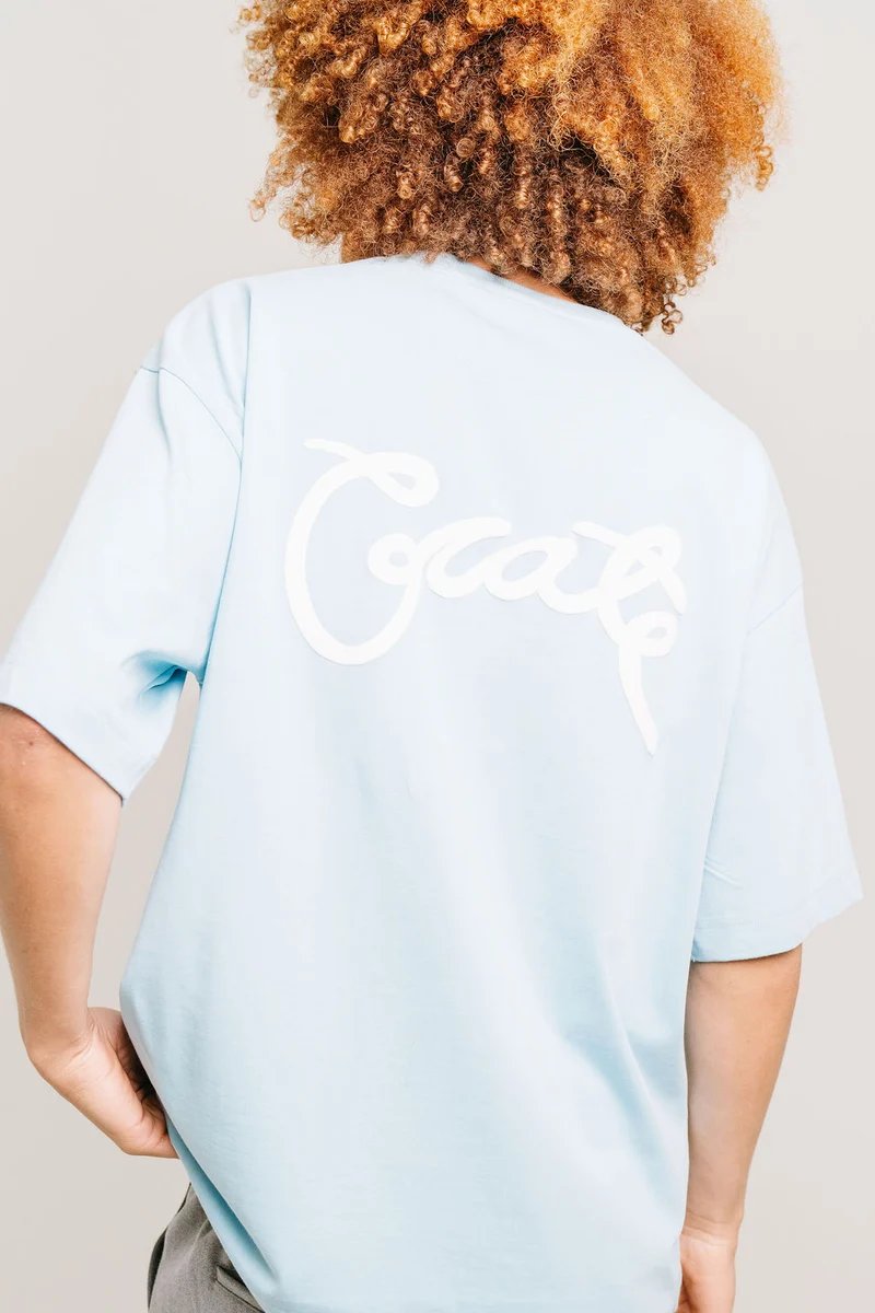 Crate Scripted Box Fit Tee - Light Blue