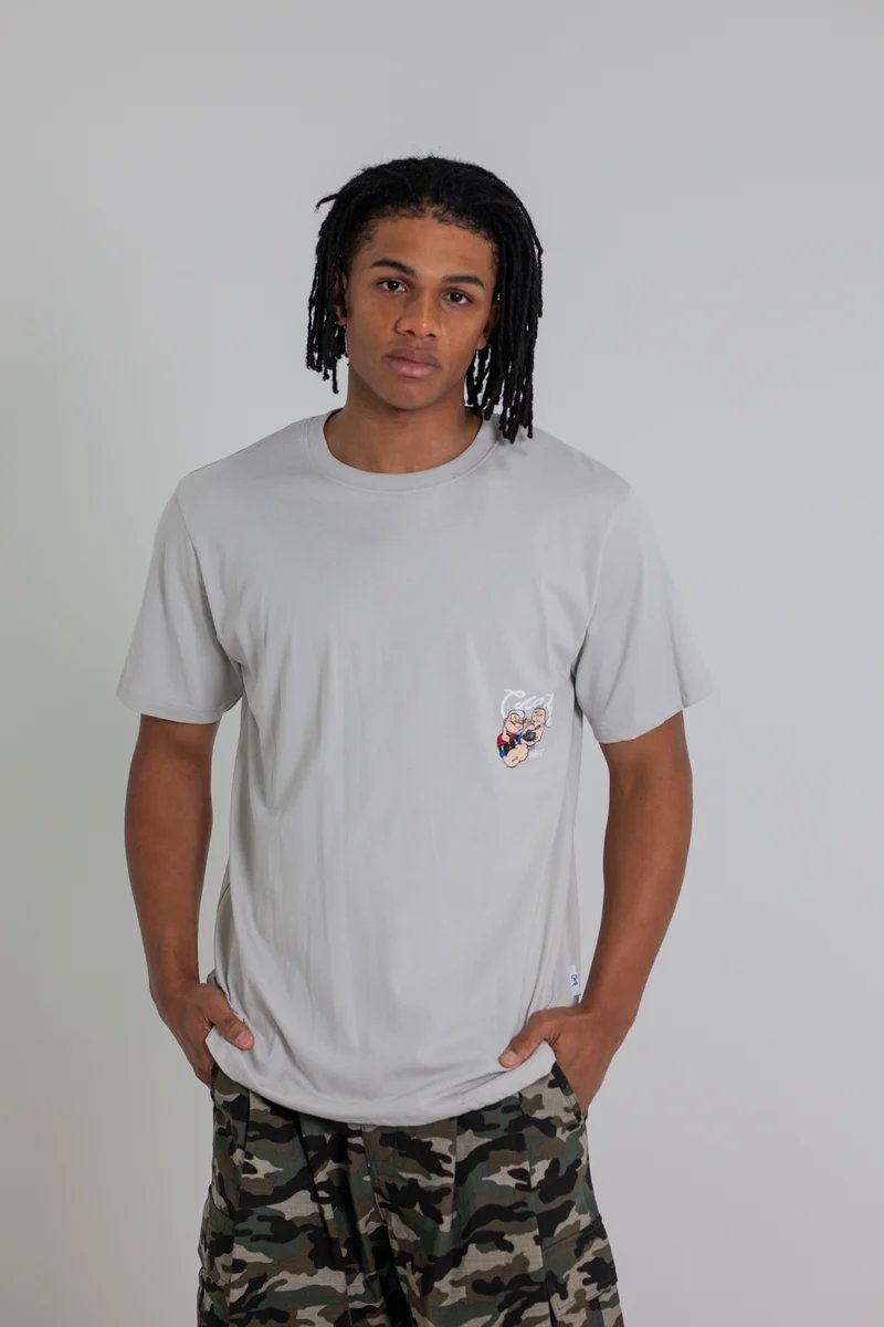 Crate X Popeye Tank Tee - Light Grey