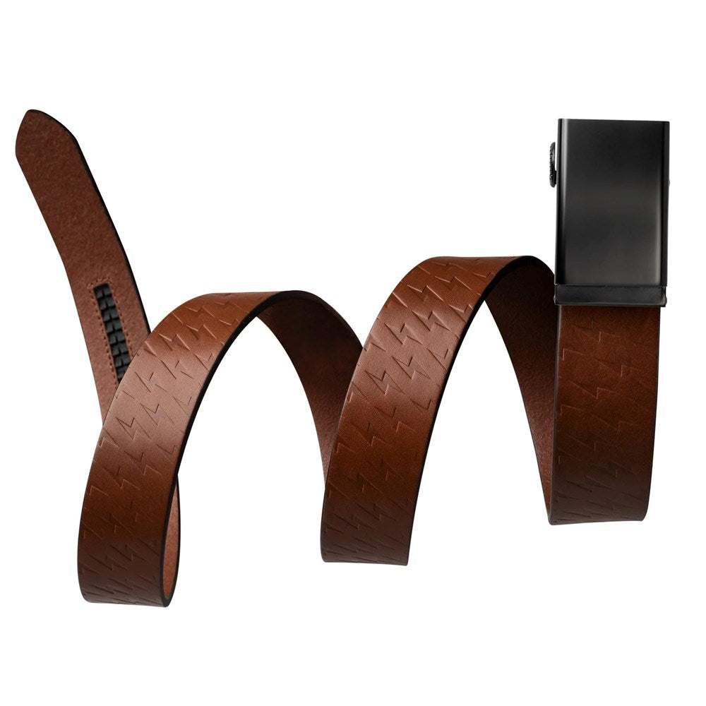 Mission Belt Swat Black Buckle / 40mm Brown Tobacco Bolt Embossed Full Grain Leather Belt