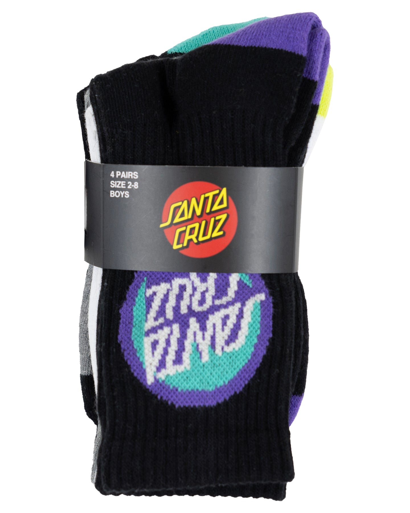 Santa Cruz Bold Shadow Dot Boys Crew Socks 4 Pack