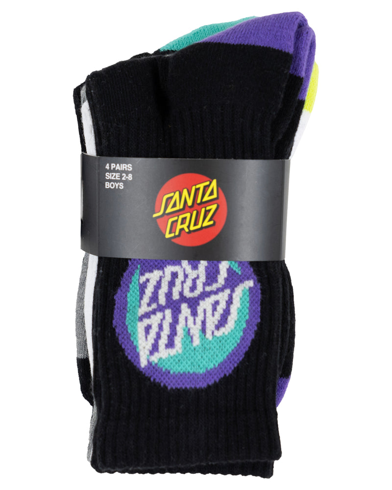 Santa Cruz Bold Shadow Dot Boys Crew Socks 4 Pack
