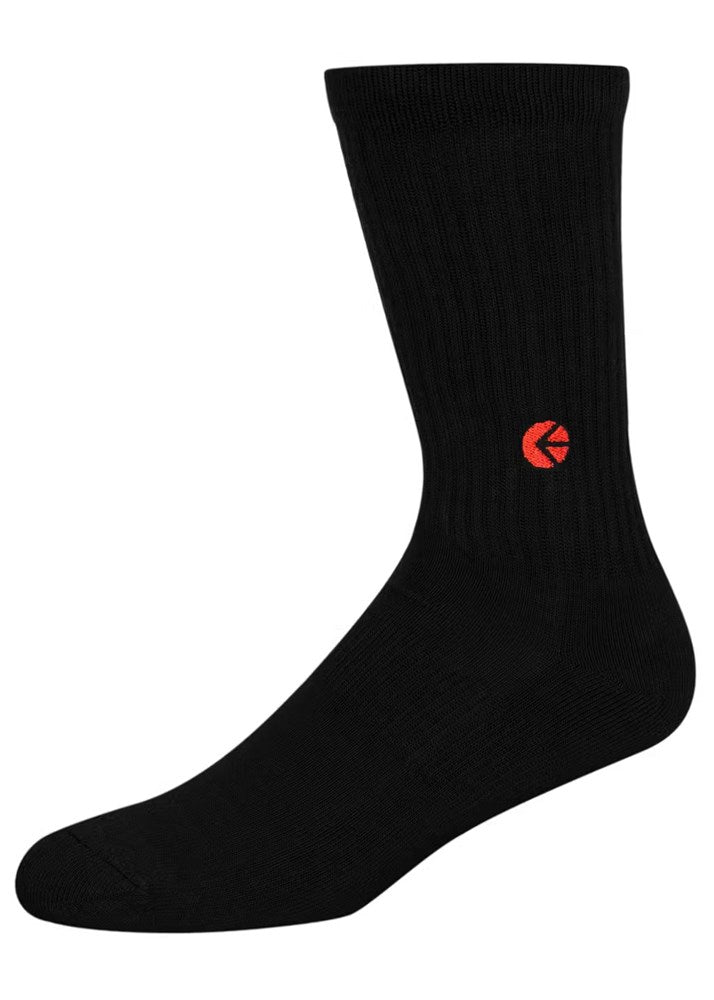 Ethika Mens Black Crew Sock - Red Logo