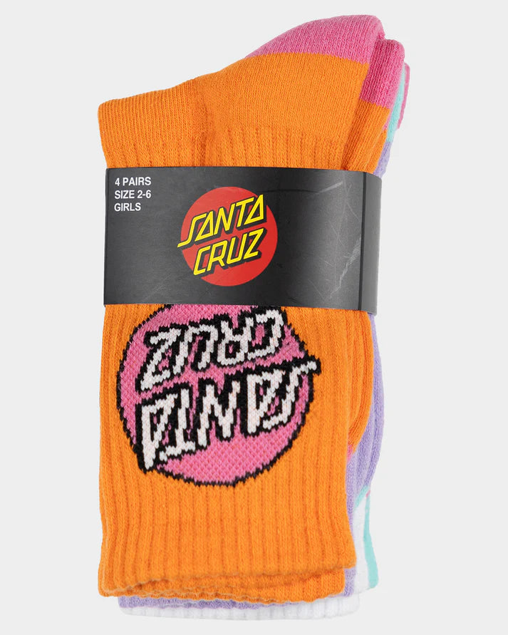 Santa Cruz Other Dot Girls Crew Socks 4 Pack