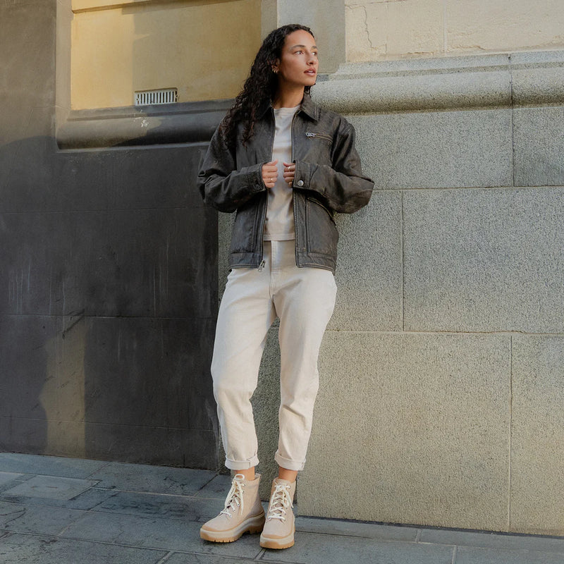 Timberland Women's Roxie Lane Mid Lace Up Boot - Light Beige Canvas