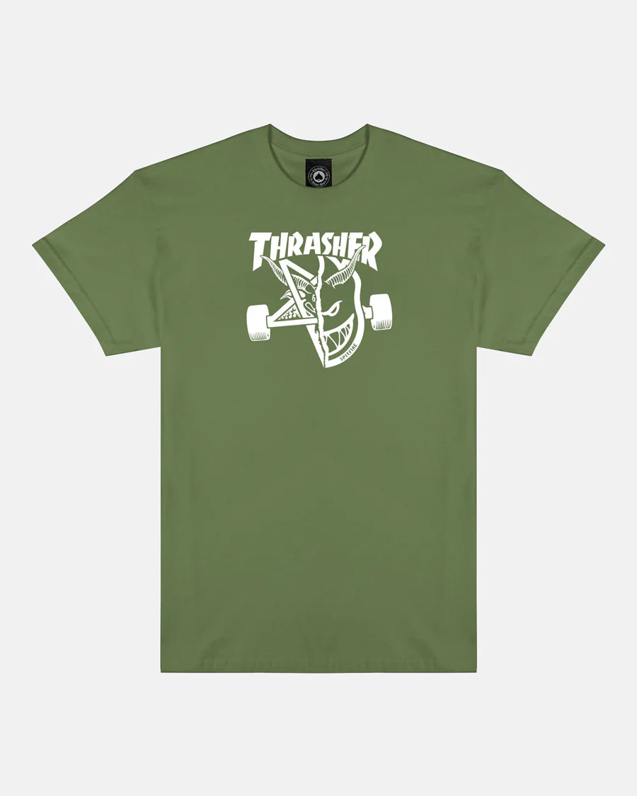 Thrasher X Spitfire Thrash & Burn Tee - Military Green