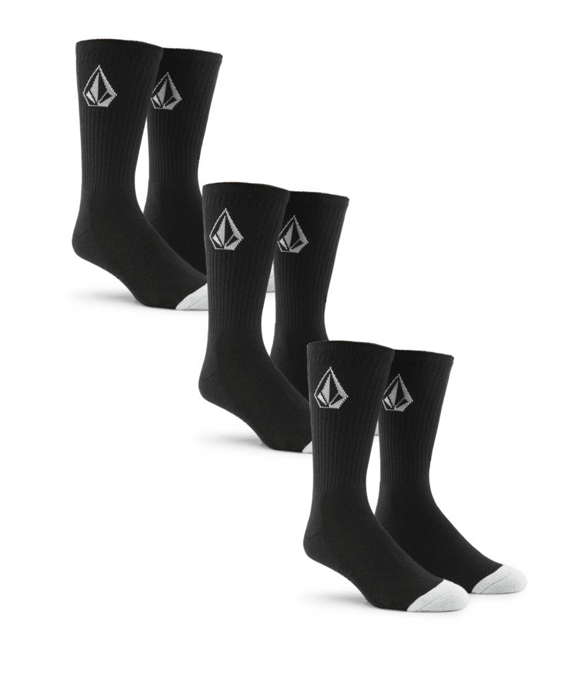 Volcom Full Stone Sock 3 Pack - Black